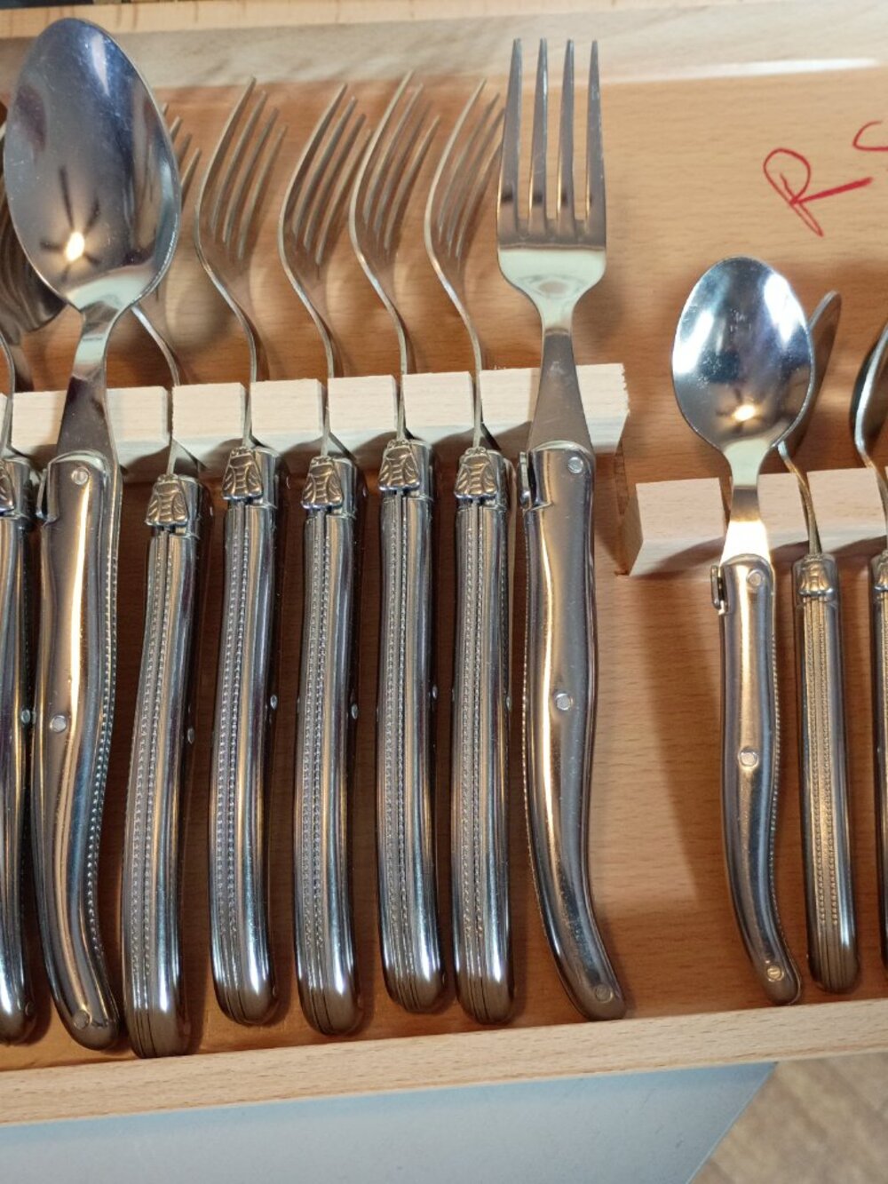 Jean Néron Laguiole France Flatware Set 24pc Stainless Steel — Wood Box - Picture 9 of 11
